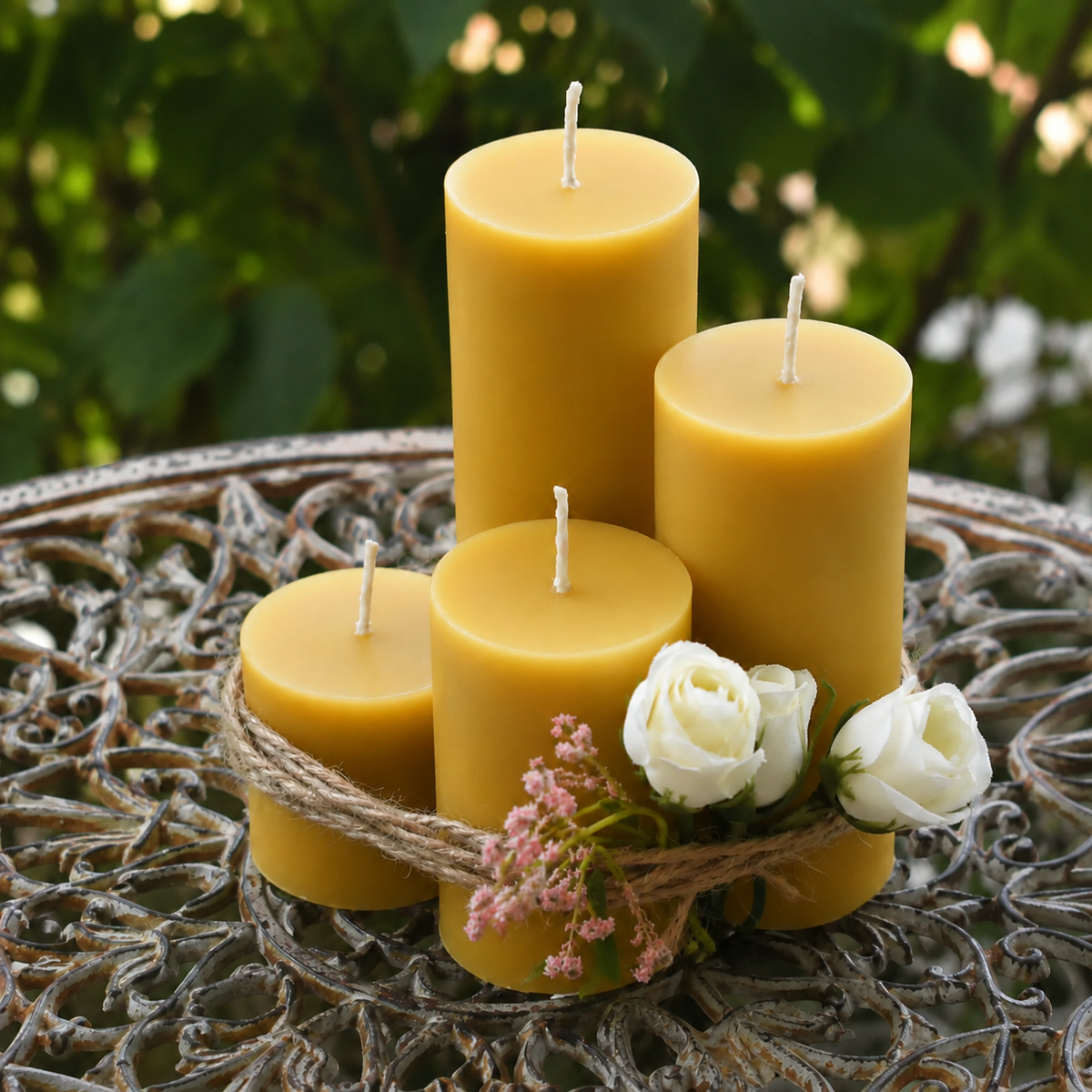2 Inch Beeswax Pillar Candle Set