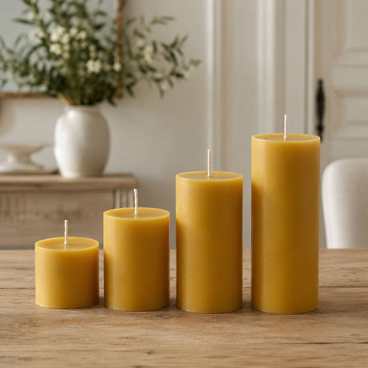 2 Inch Beeswax Pillar Candle Set
