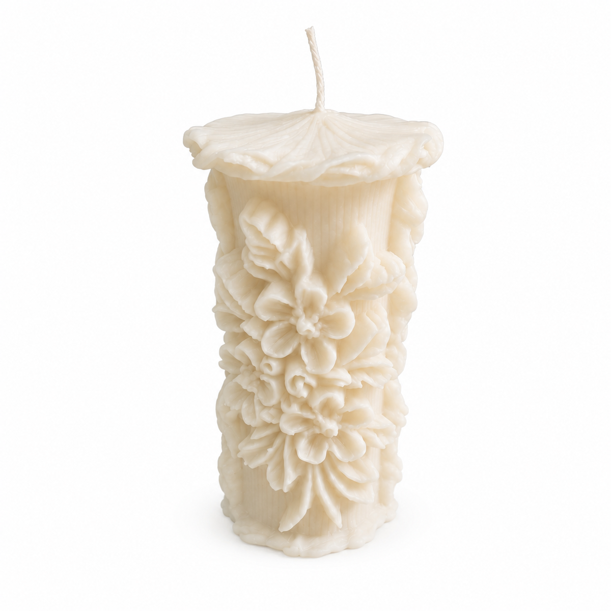 White Meadow Wildflower Beeswax Pillar Candle