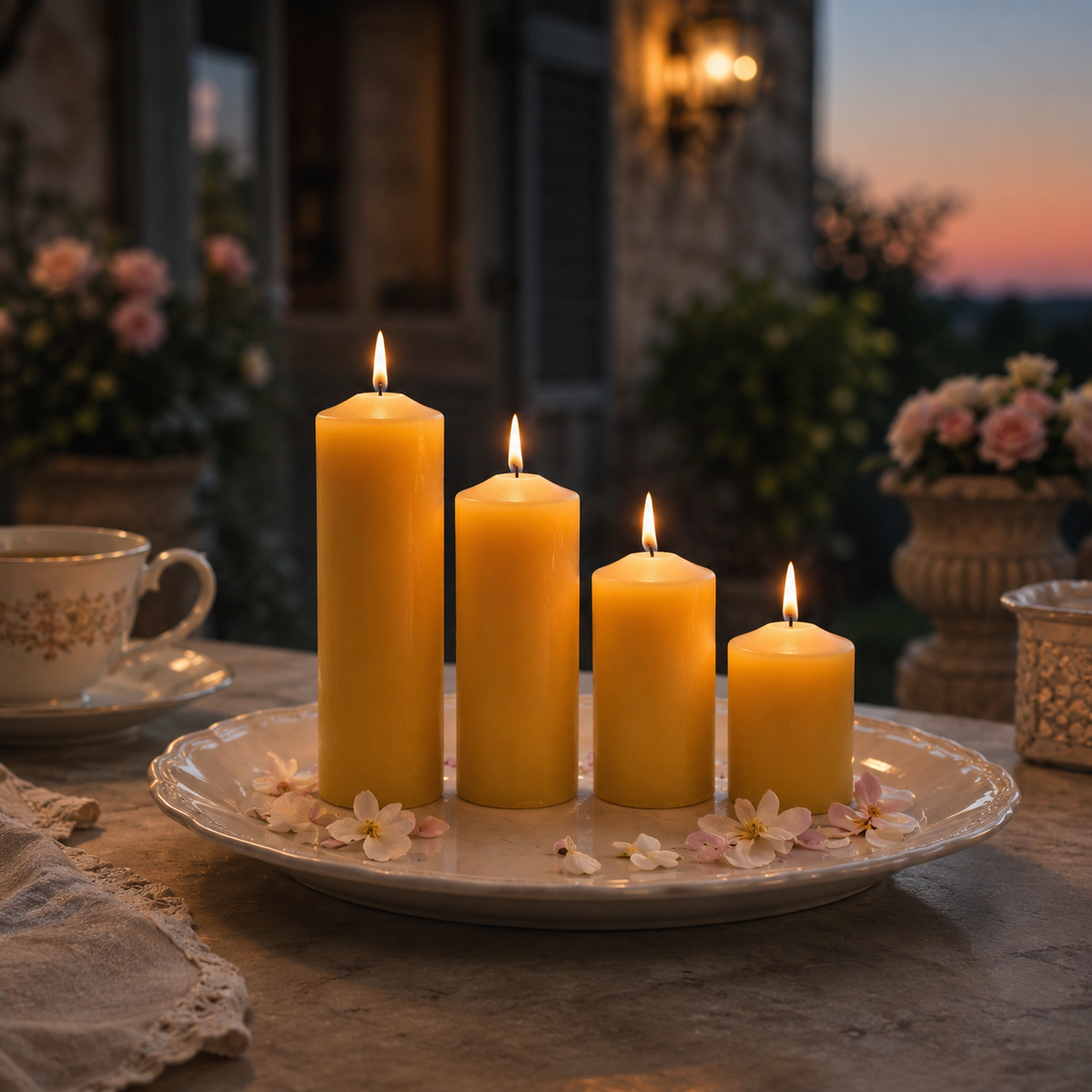 1.25" Wide Cylindrical Beeswax Pillar Candles