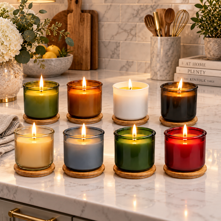 USA Beeswax Jar Candle in 10 Oz Spanish Recycled Glass Bamboo Lid