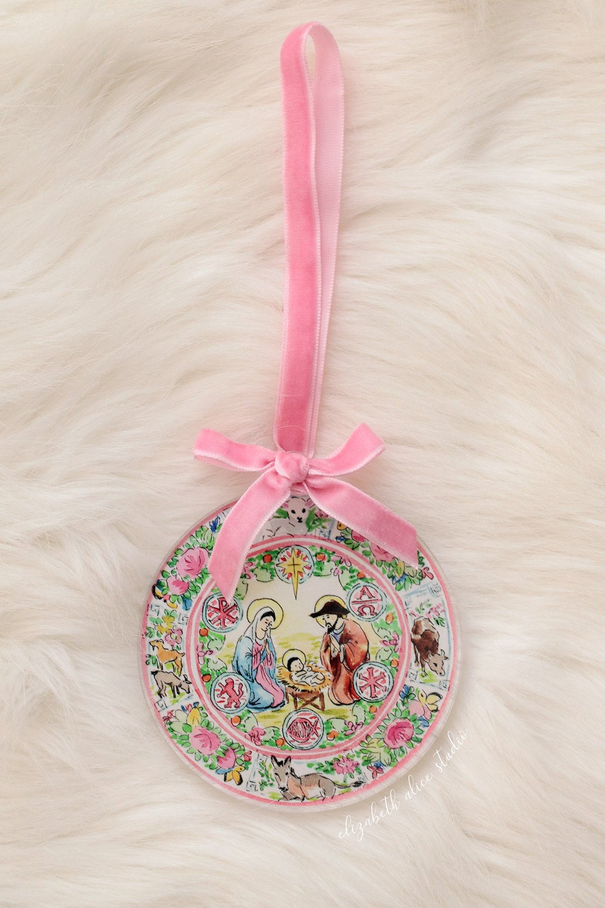 Chinoiserie acrylic ornament, The Nativity of Jesus