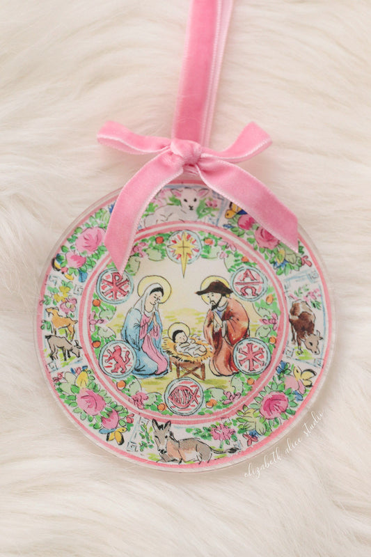 Chinoiserie acrylic ornament, The Nativity of Jesus