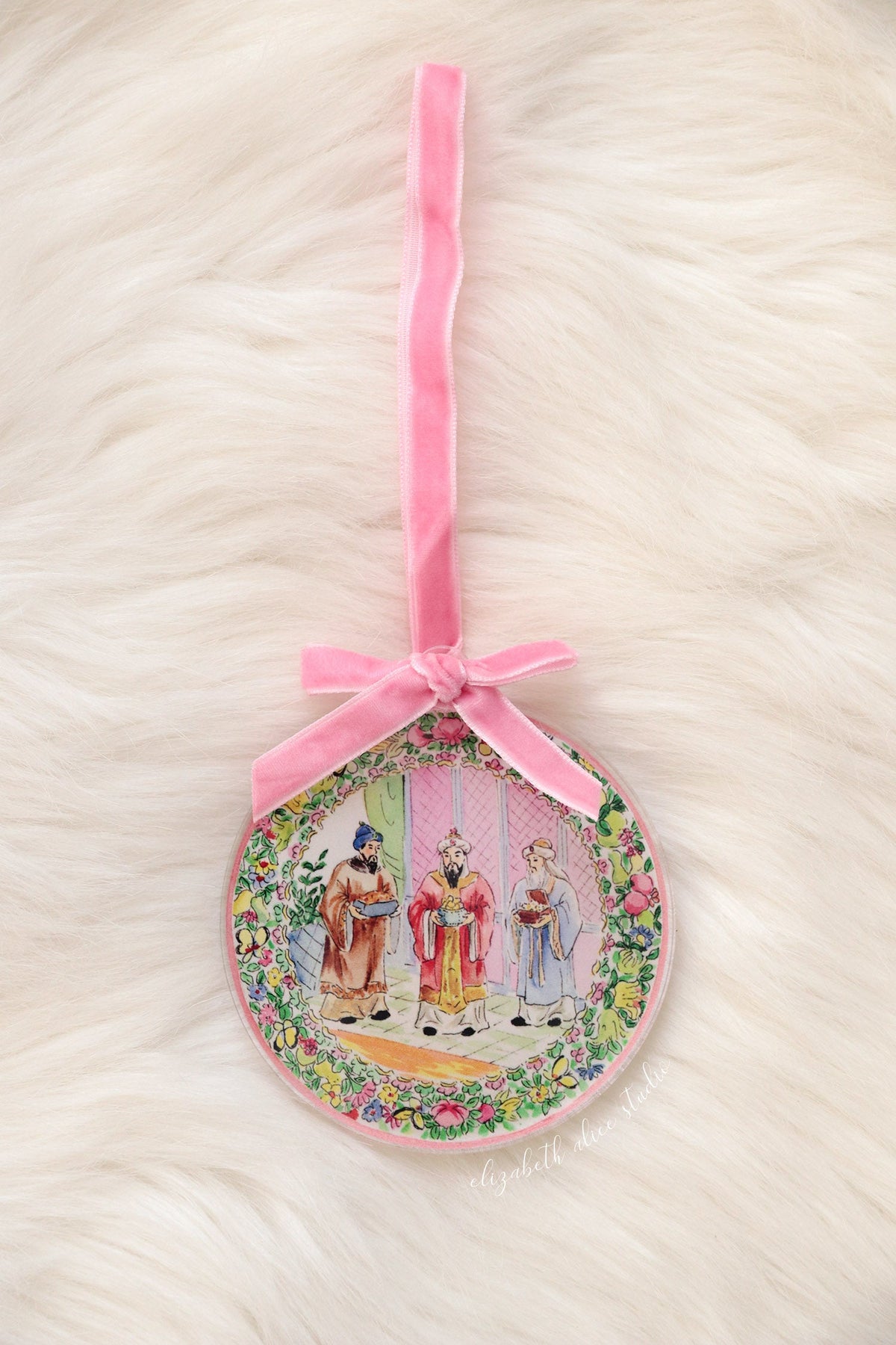 Chinoiserie acrylic ornament, The three Magi