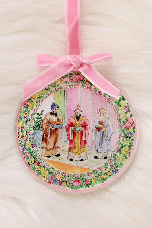 Chinoiserie acrylic ornament, The three Magi