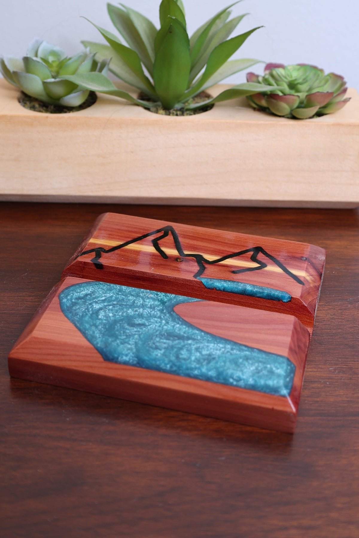 Wood & Resin River Device Holder-Made to order