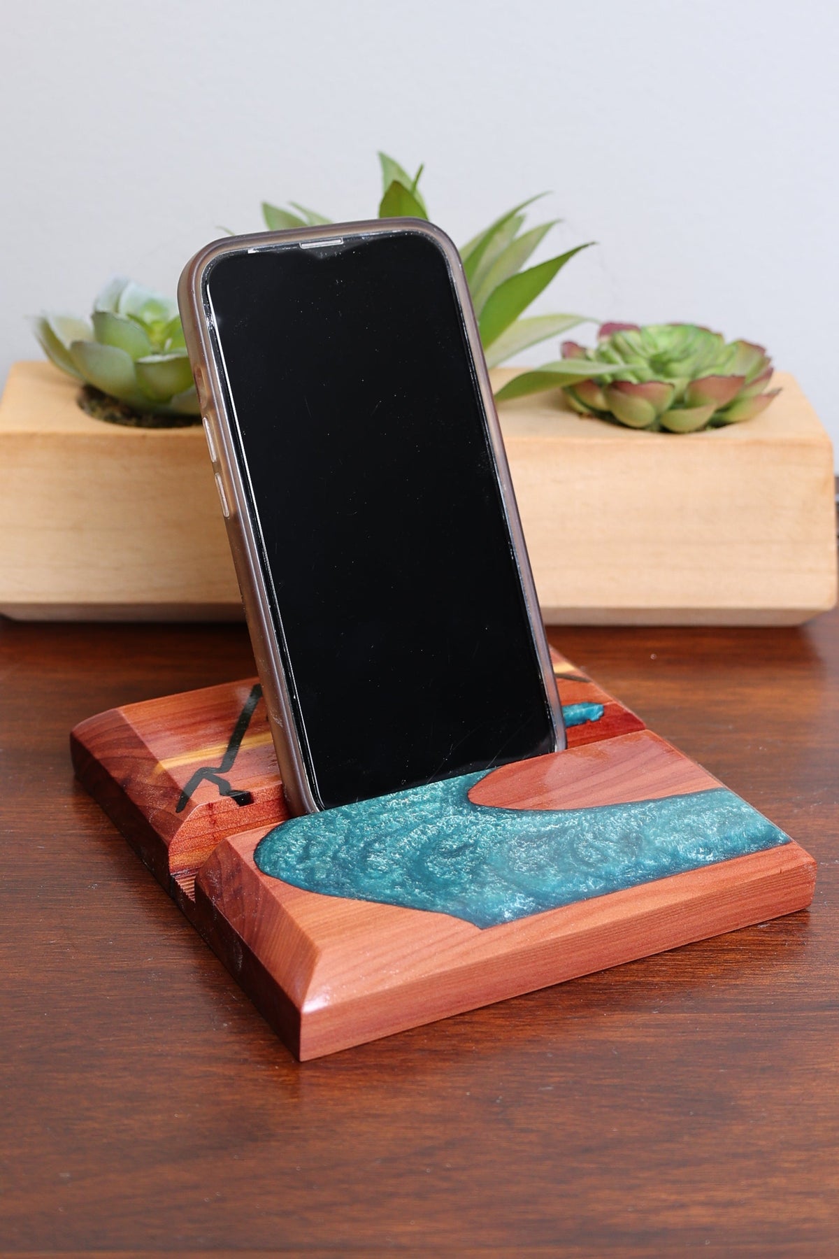 Wood & Resin River Device Holder-Made to order