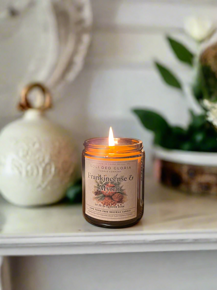 Frankincense & Myrrh Beeswax Candle | Essential Oil Infused