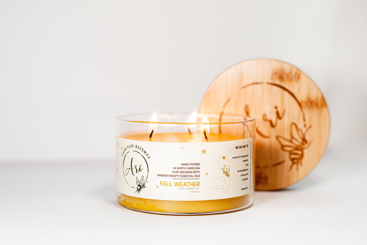 Fall Weather Beeswax Candle |8 oz