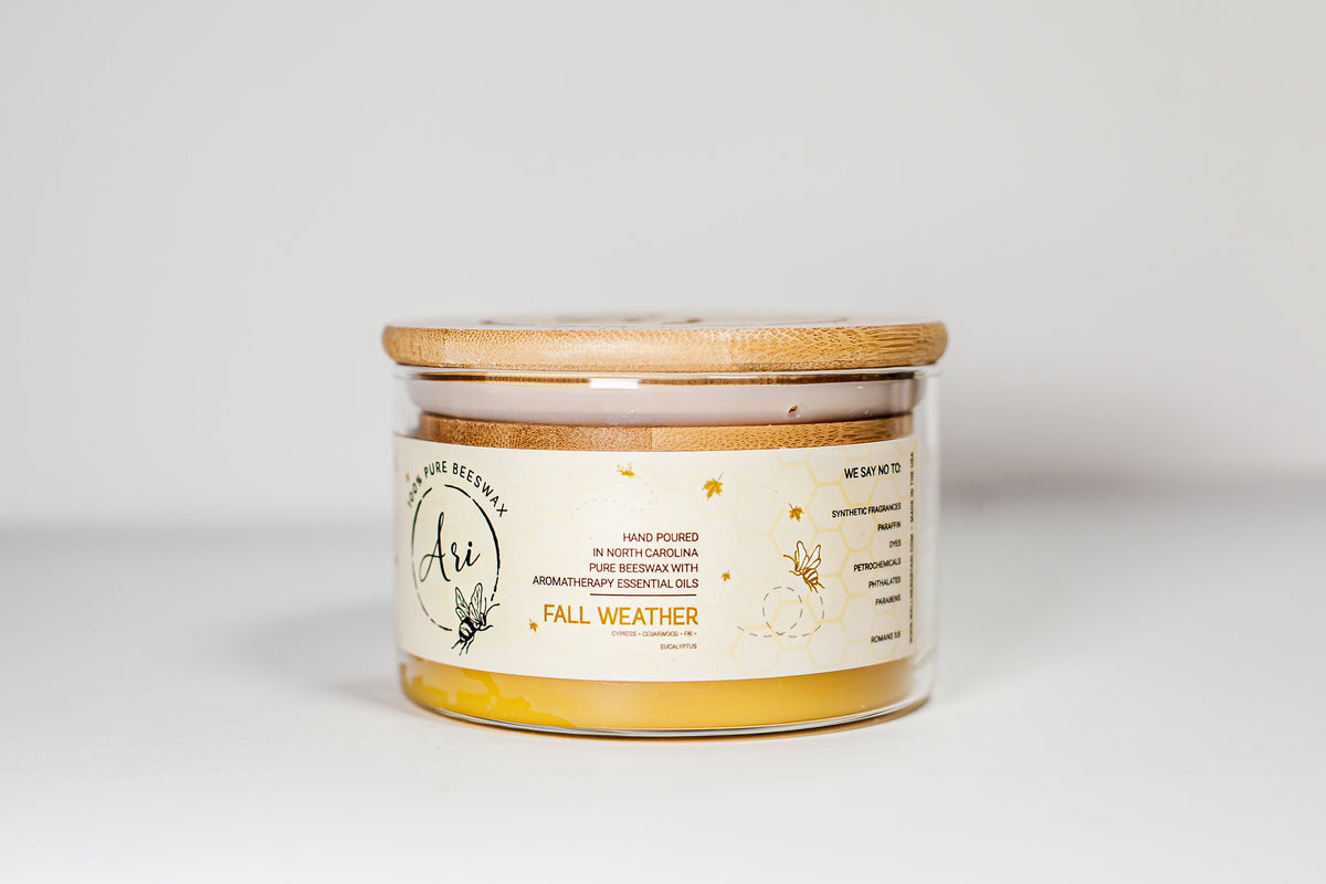Fall Weather Beeswax Candle |8 oz