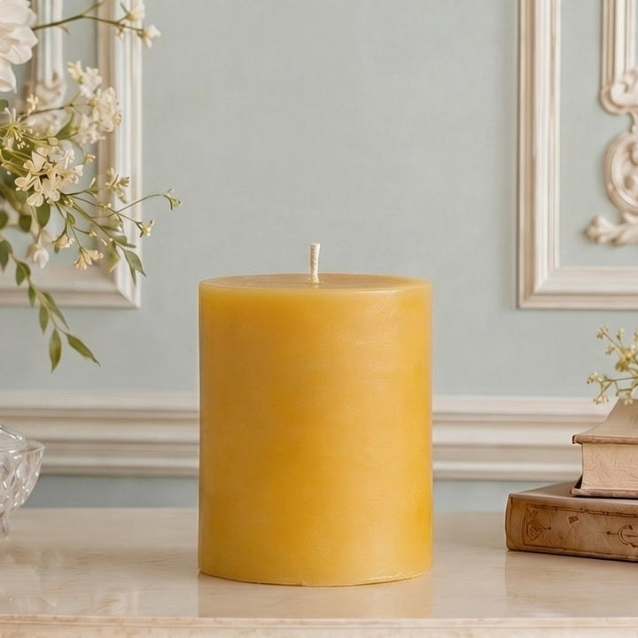 4x4 Inch Yellow Beeswax Pillar Candle