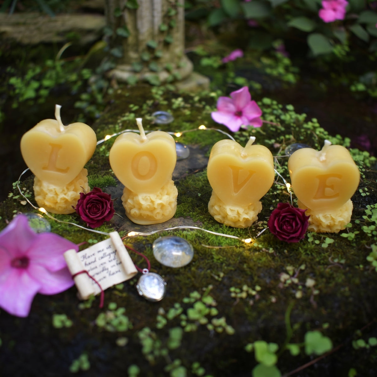 Love Letters Beeswax Tealight 4 Piece Candle Set