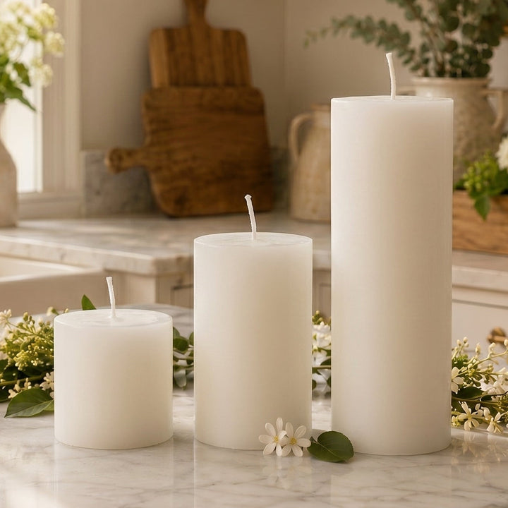 2 Inch White Beeswax Pillar Candle Set