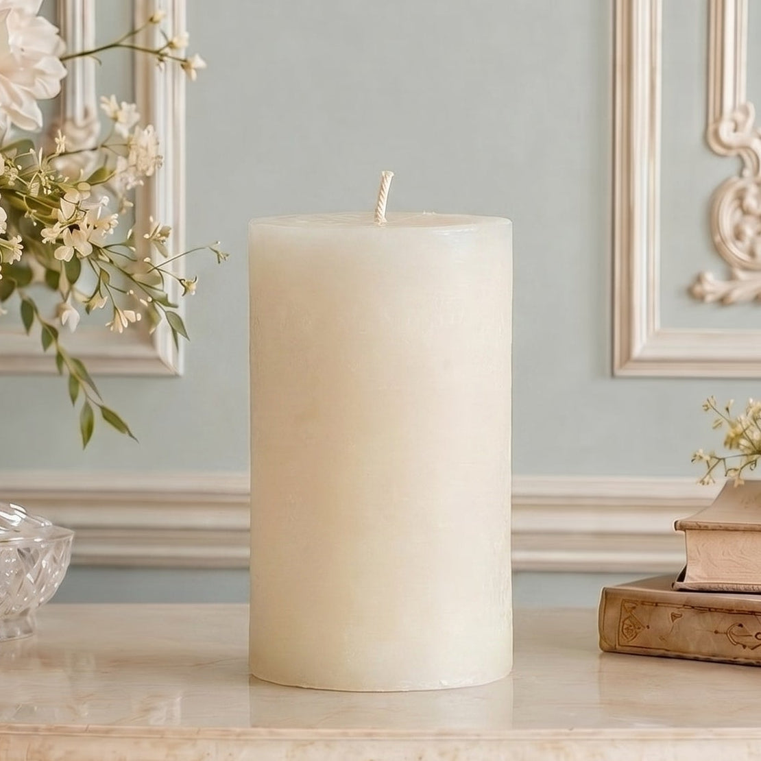 4x6 Inch White Beeswax Pillar Candle