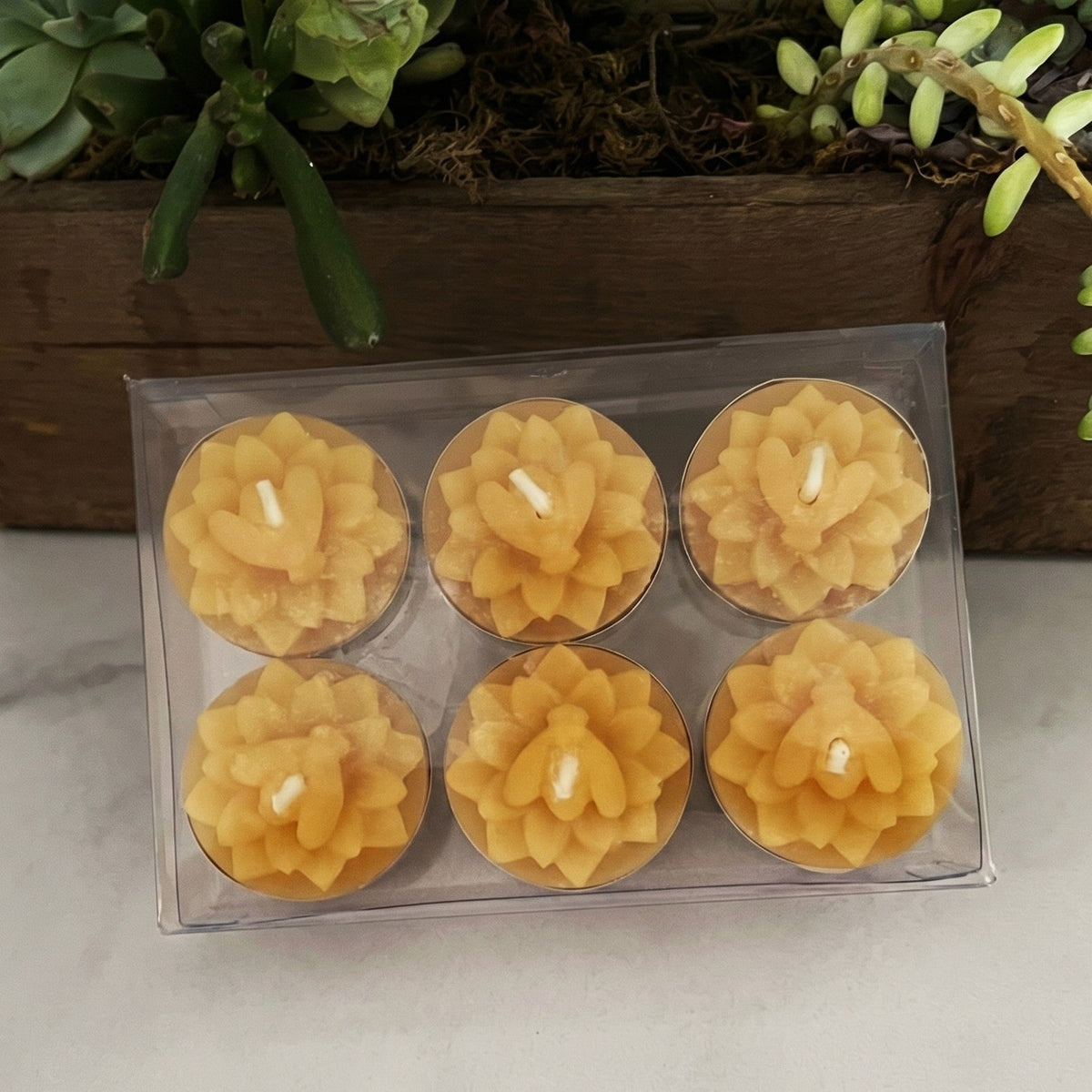 Honeybee Flower Beeswax Tealight Candles
