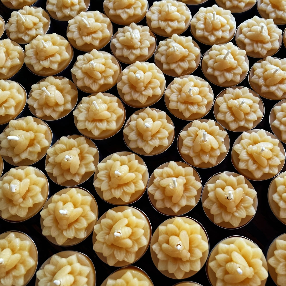 Honeybee Flower Beeswax Tealight Candles
