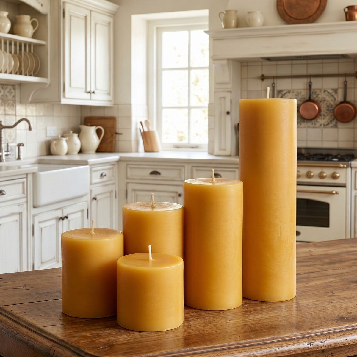 3 Inch Yellow Beeswax Pillar Candles