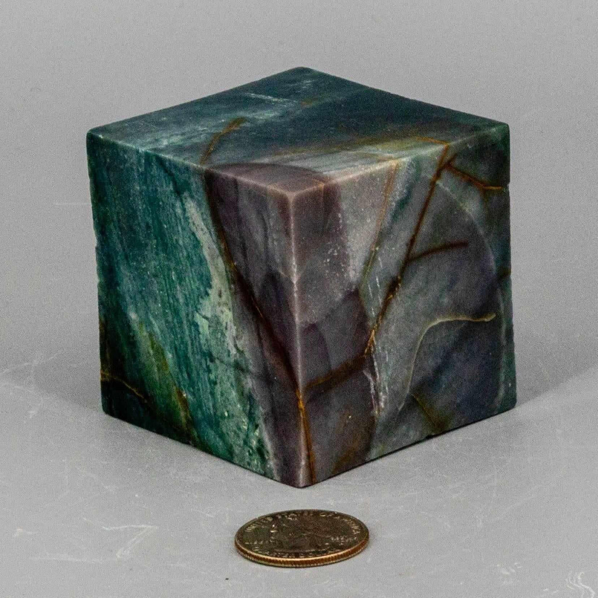 Green Jasper Crystal Cube with Cut Corner Polished Stone
