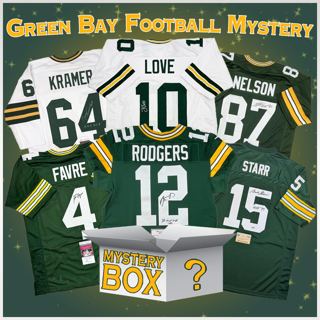 Autographed/Signed Green Bay Football Jersey Mystery Box with PSA JSA or Beckett COA
