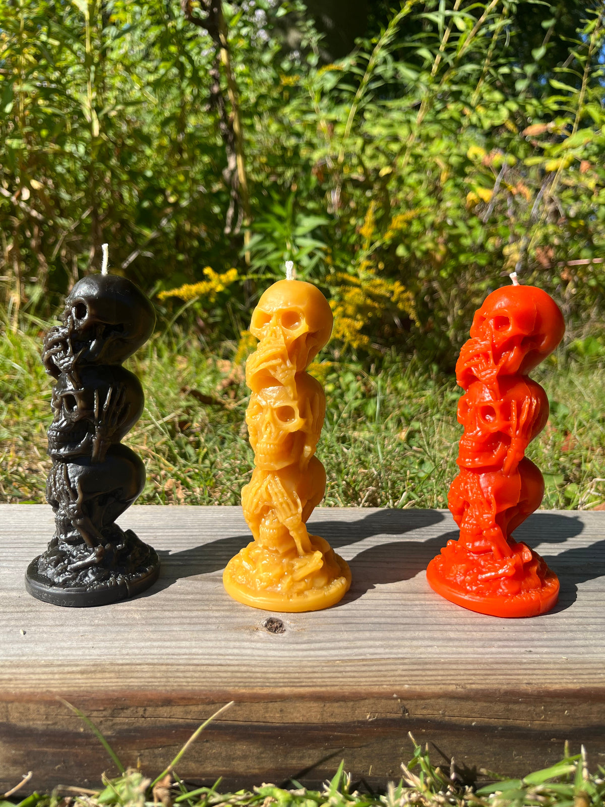 Beeswax Hear Speak See No Evil Skull Candle