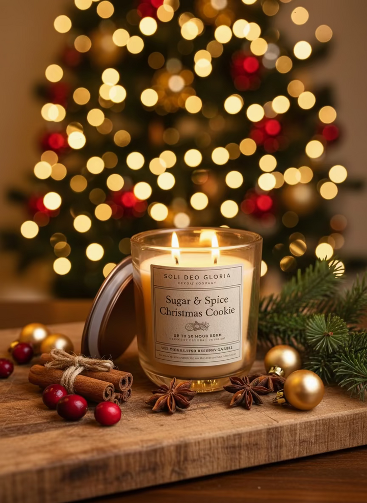 Sugar & Spice Beeswax Candle | Cozy Holiday Cookie Scent | Organic Essential Oil & Extract Infused