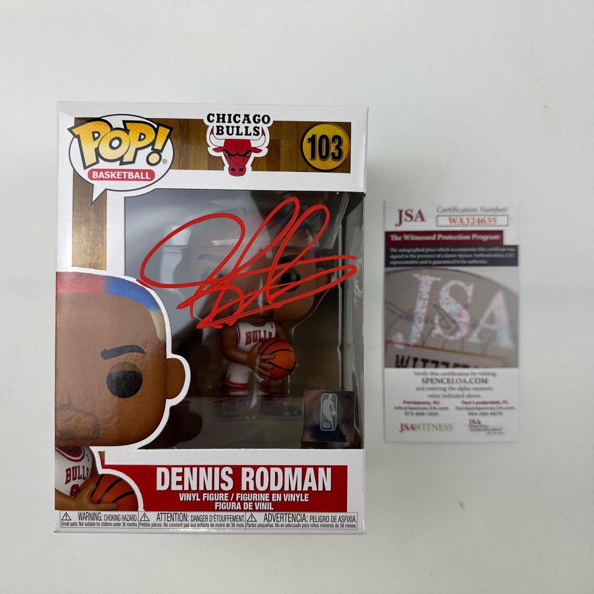 Dennis Rodman Signed Chicago Bulls Funko Pop! #103 (JSA COA)