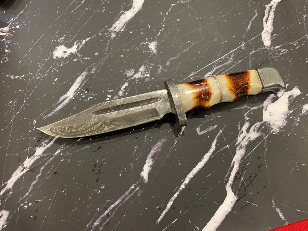Damascus Hunting Knife Full Tang with Damascus Hilt Custom Titan Hunter TD-216