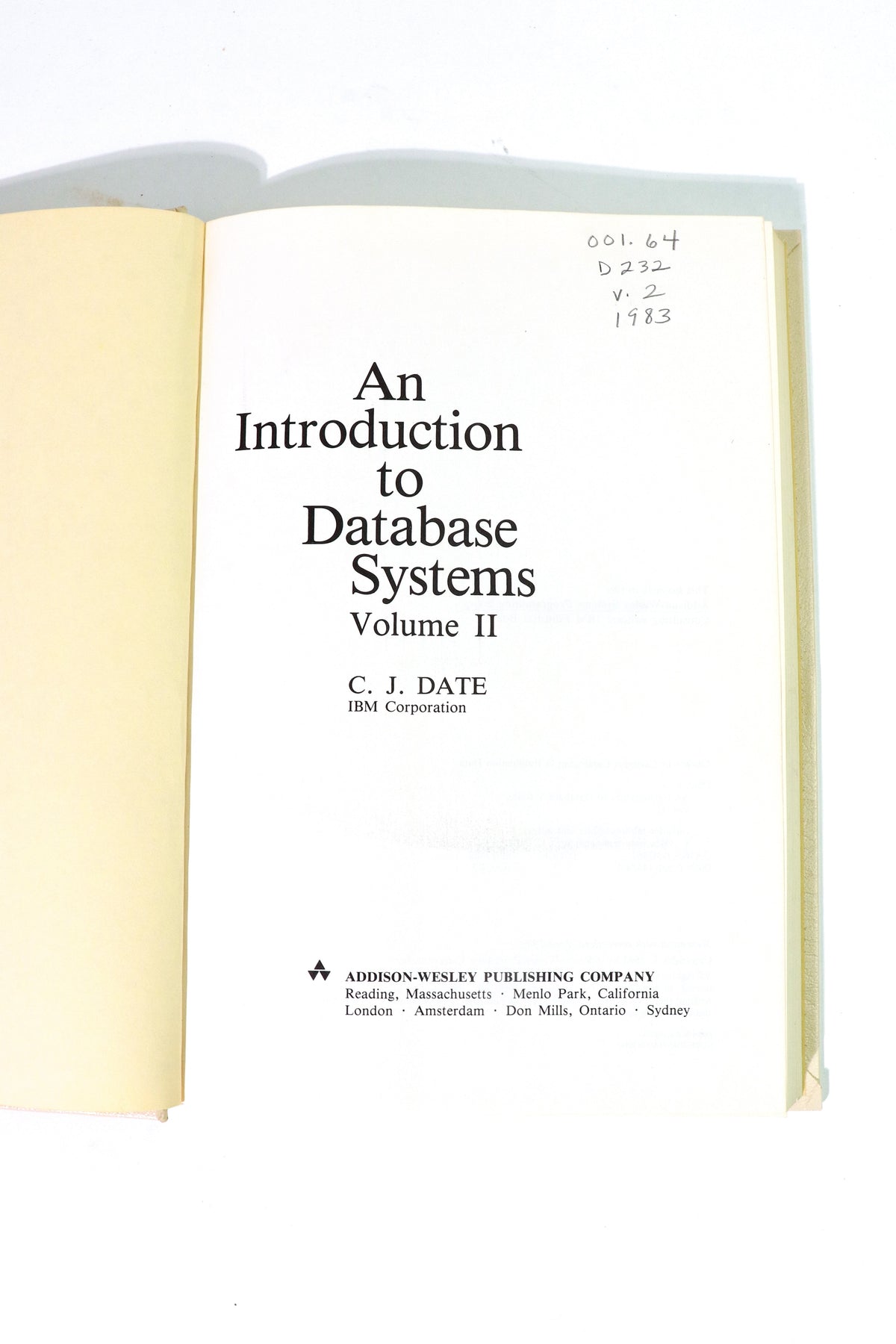 The System Programming Series, Volume II, Introduction to Database Systems, First edition