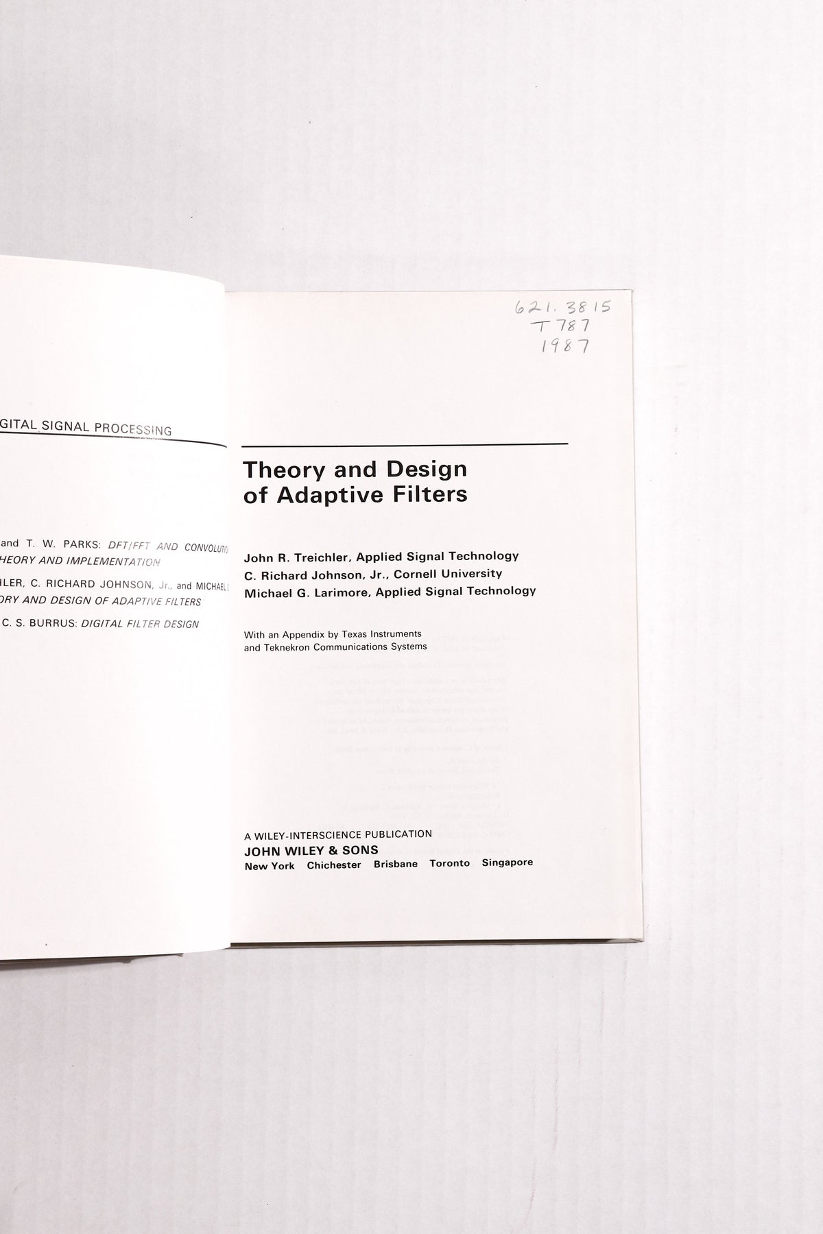 Theory and Design of Adaptive Filters