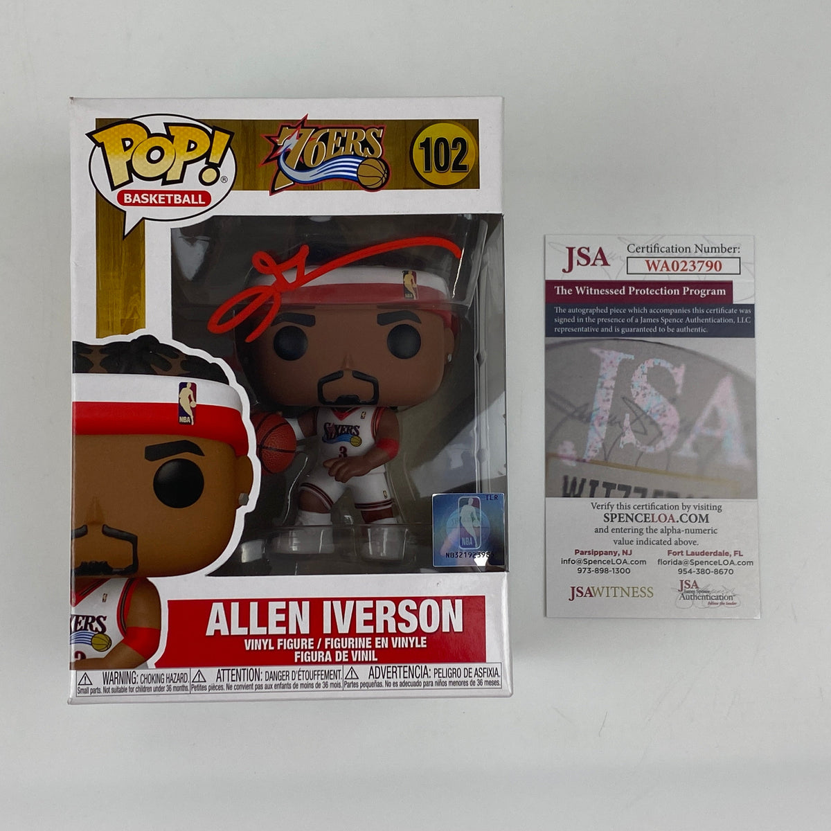 Allen Iverson Signed Philadelphia 76ers Funko Pop! #102 (JSA COA)