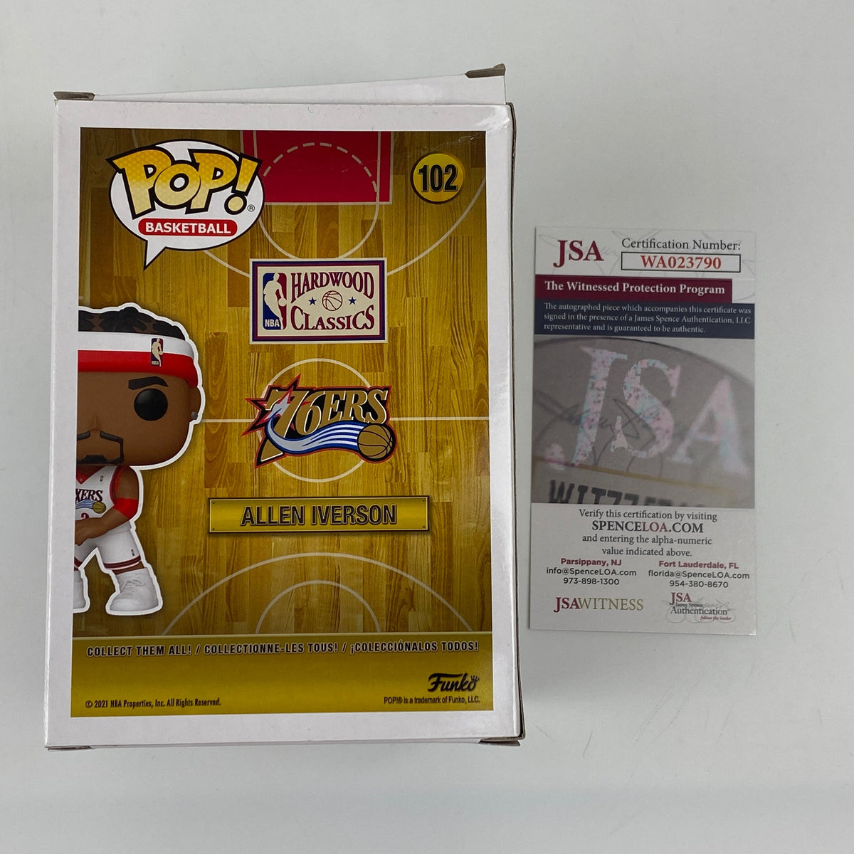Allen Iverson Signed Philadelphia 76ers Funko Pop! #102 (JSA COA)