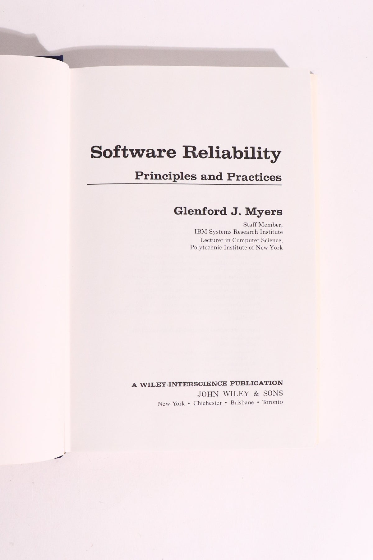 Software Reliability: Principles & Practices — Glenford J. Myers, 1976 | Vintage Software Engineering