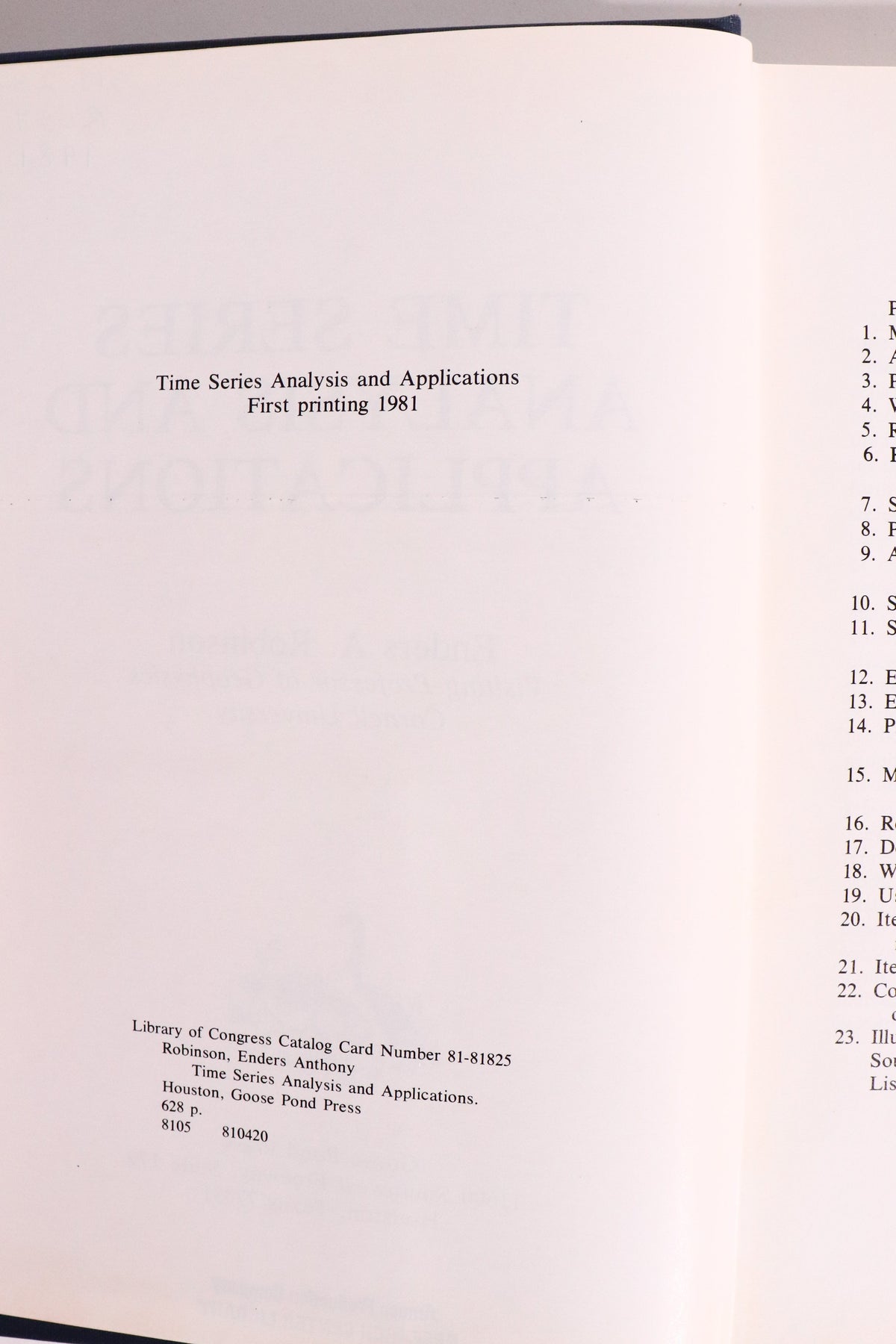 Time Series Analysis and Applications — Enders A. Robinson, 1981 First Printing | Signal Processing & Statistics