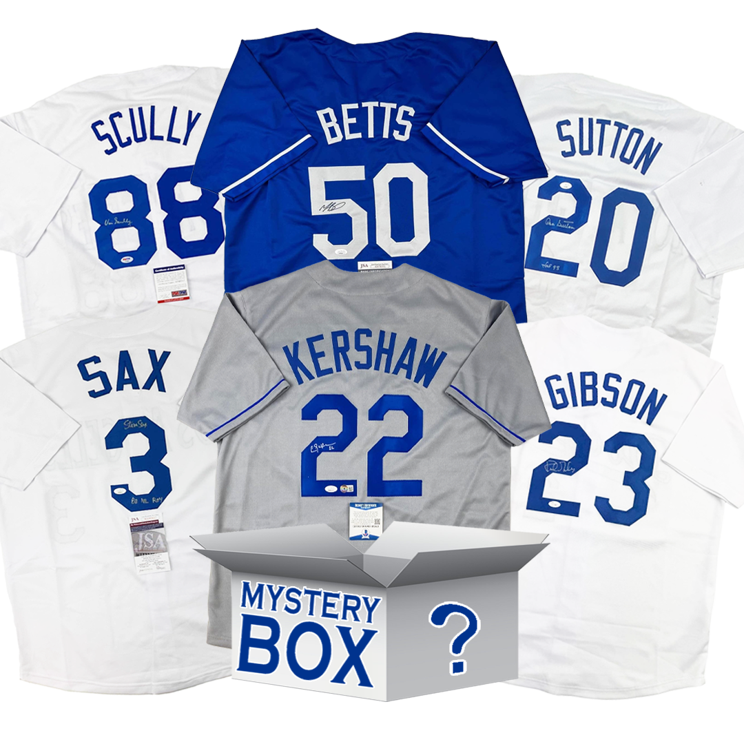 Autographed/Signed Los Angeles Baseball Jersey Mystery Box with PSA JSA or Beckett COA