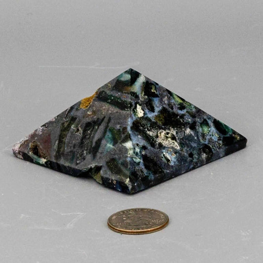 Moss Agate Crystal Pyramid for Growth and Abundance