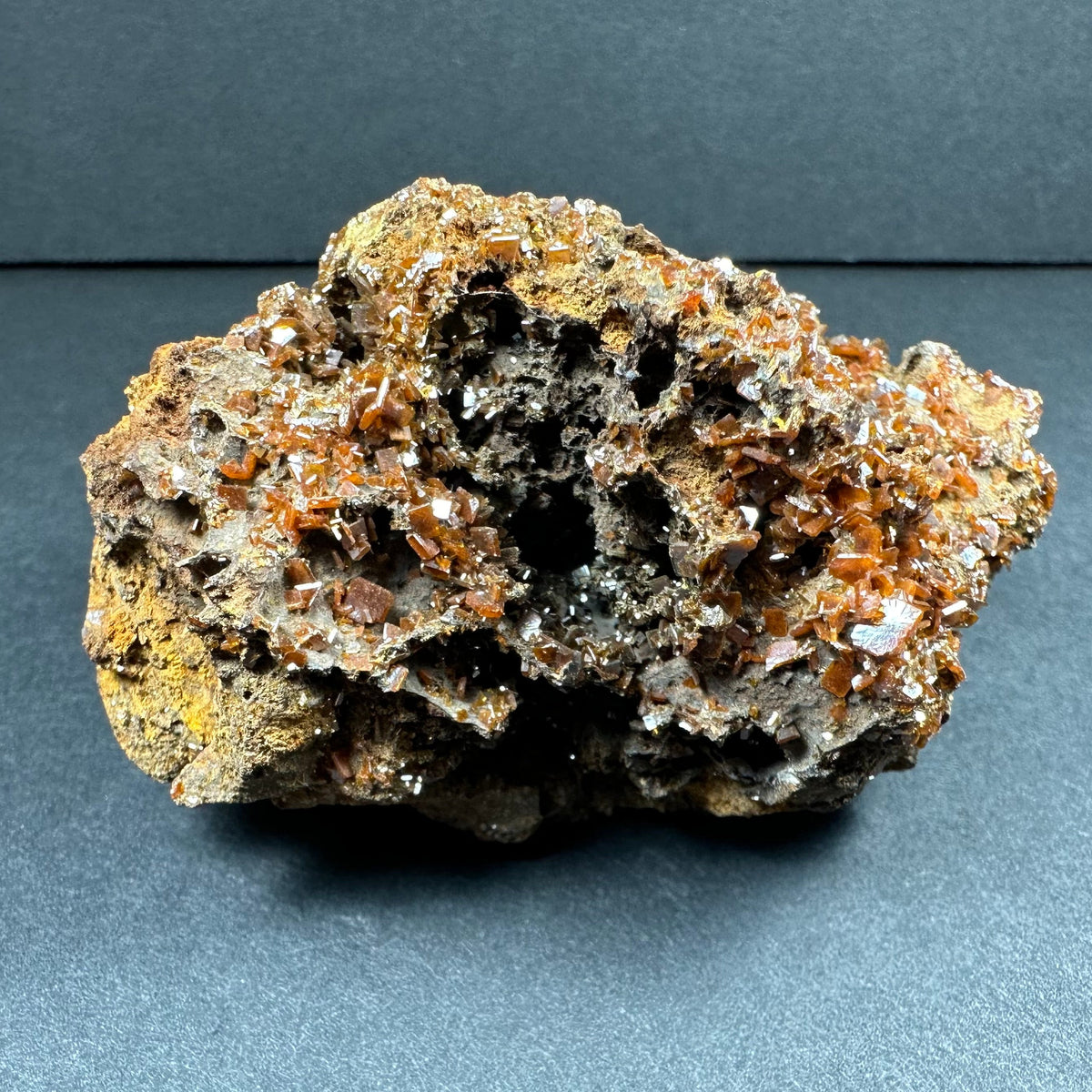 Wulfenite Cluster on Matrix from Maoniuping Mine, Sichuan, China
