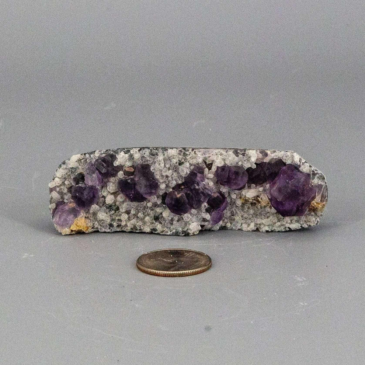 Purple Fluorite Crystal Cubes on Calcite Collector Piece