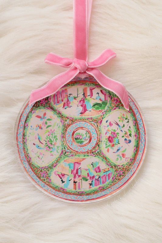 Rose medallion chinoiserie acrylic ornament