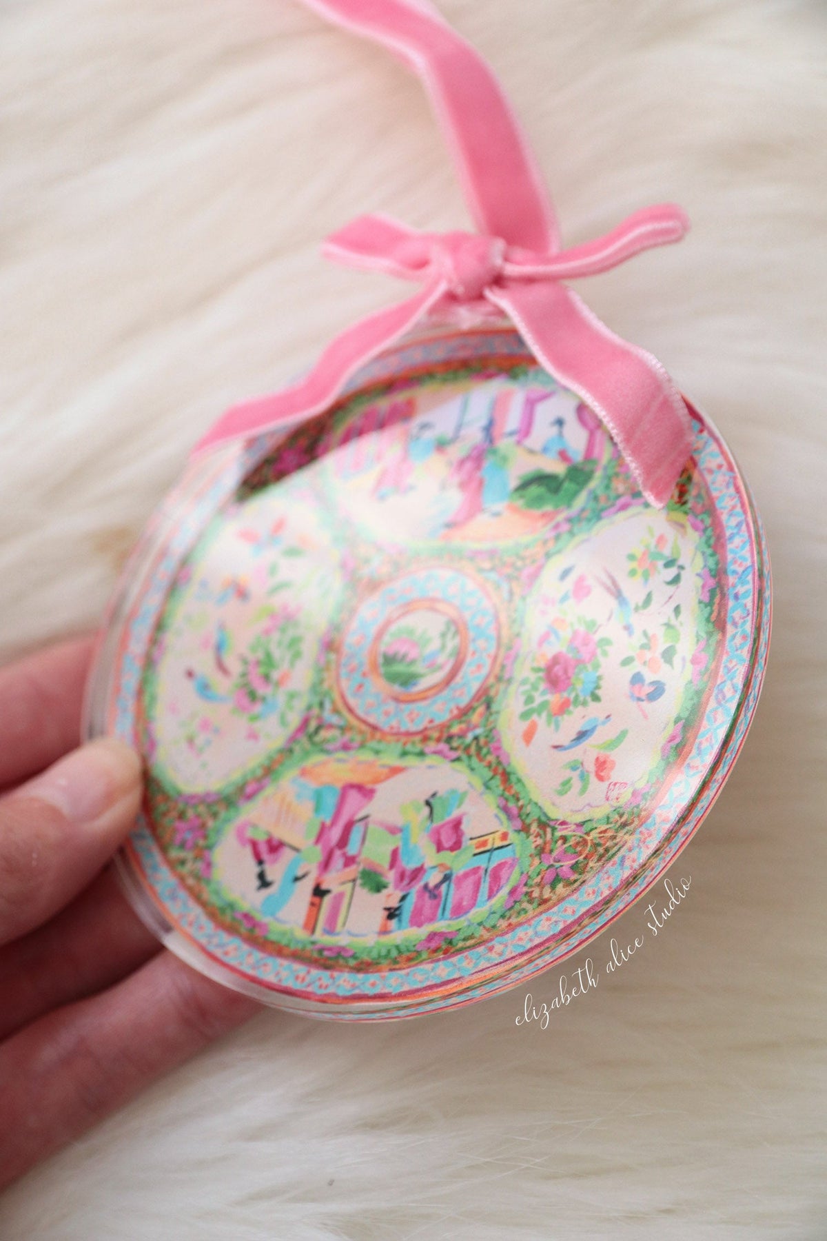 Rose medallion chinoiserie acrylic ornament