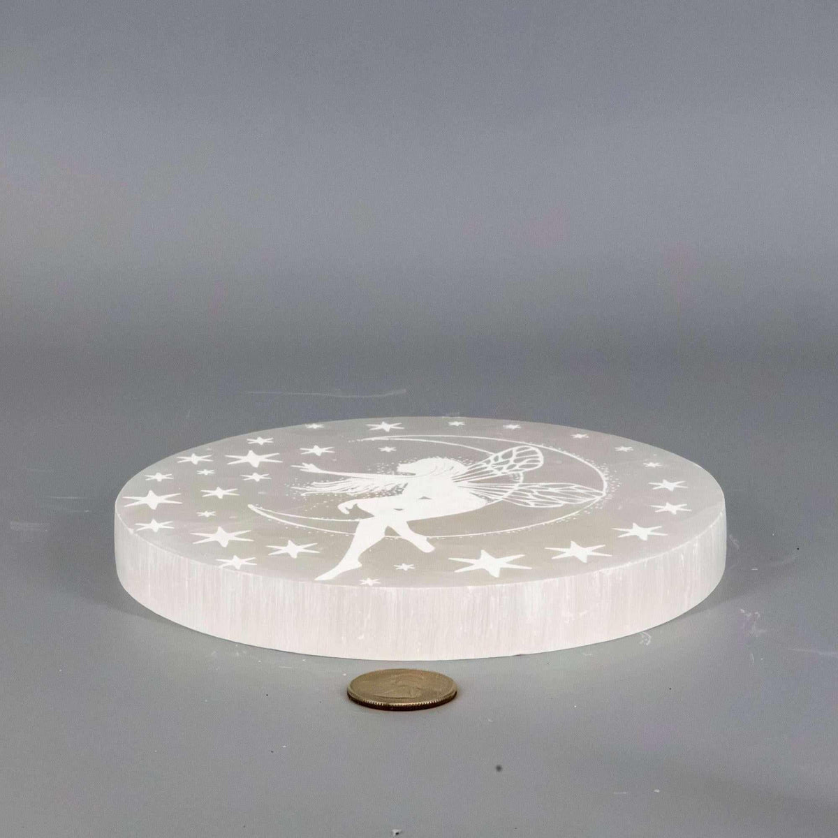 Selenite Crystal Forest Fairy Charging Plate Carved