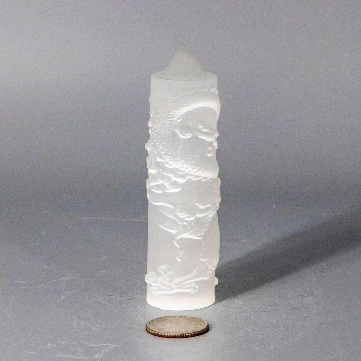 Selenite Shungite Crystal CNC Carved Dragon Tower Art