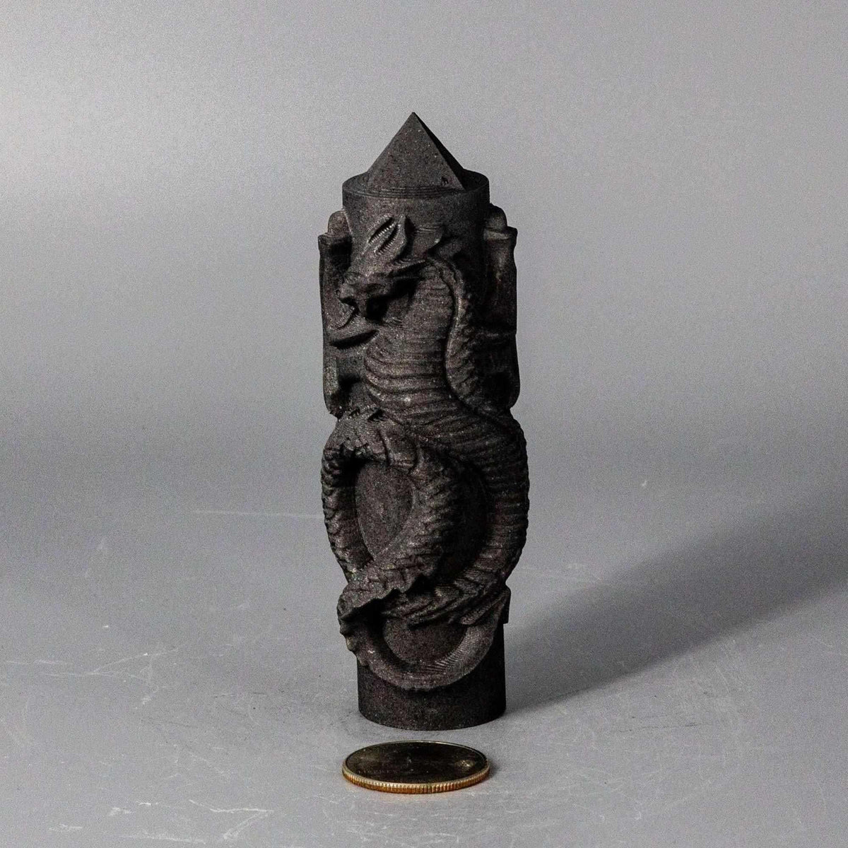 Selenite Shungite Crystal CNC Carved Dragon Tower Art