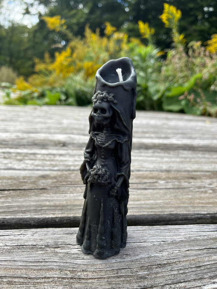 Black Beeswax Skeleton Bride Candle