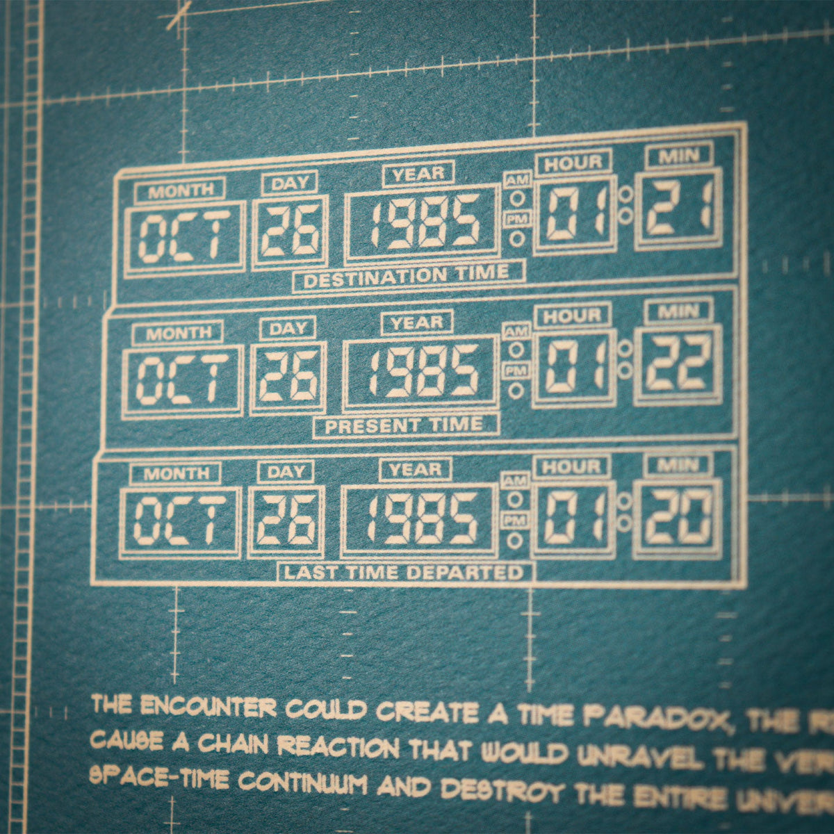 Back to the Future Time Machine Blueprint Art Print (with protective toploader)