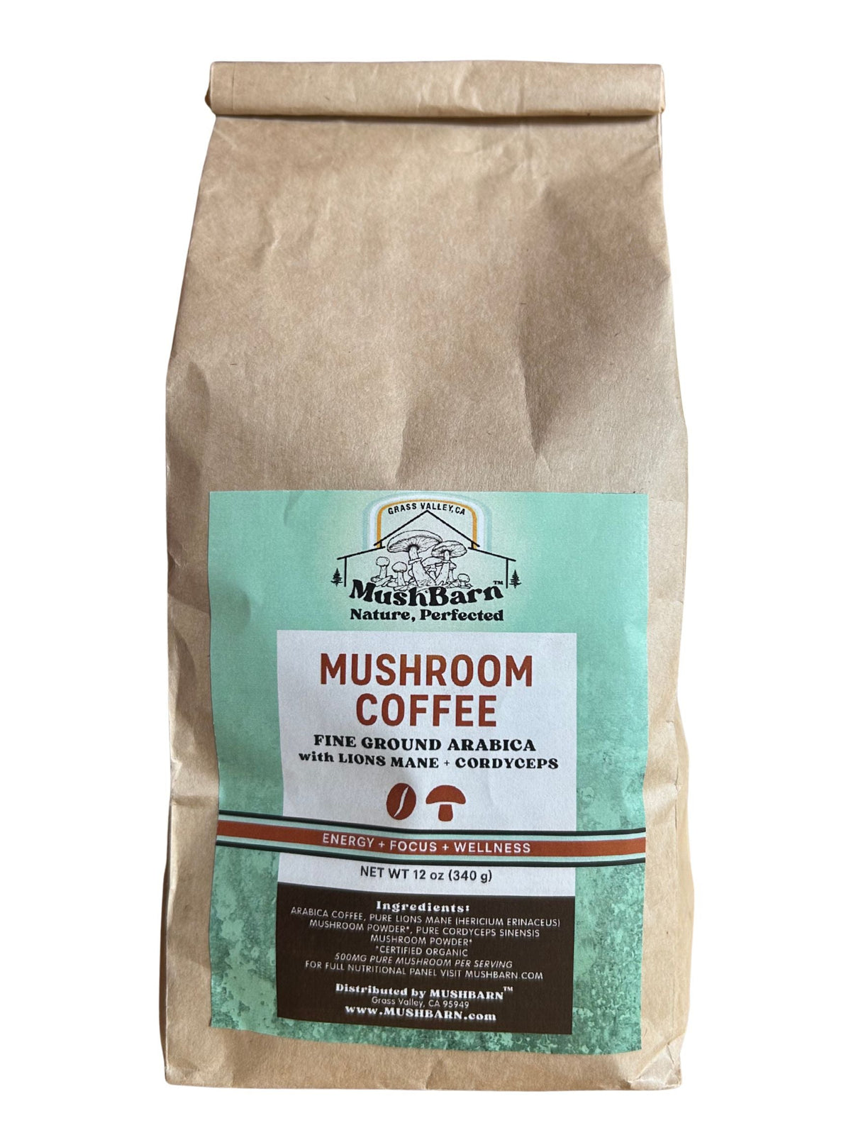Mushroom Coffee 12oz -  Lions Mane + Cordyceps
