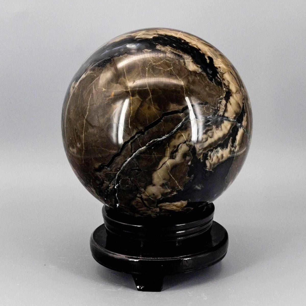 Volcano Agate UV Reactive Crystal Sphere Statement Piece
