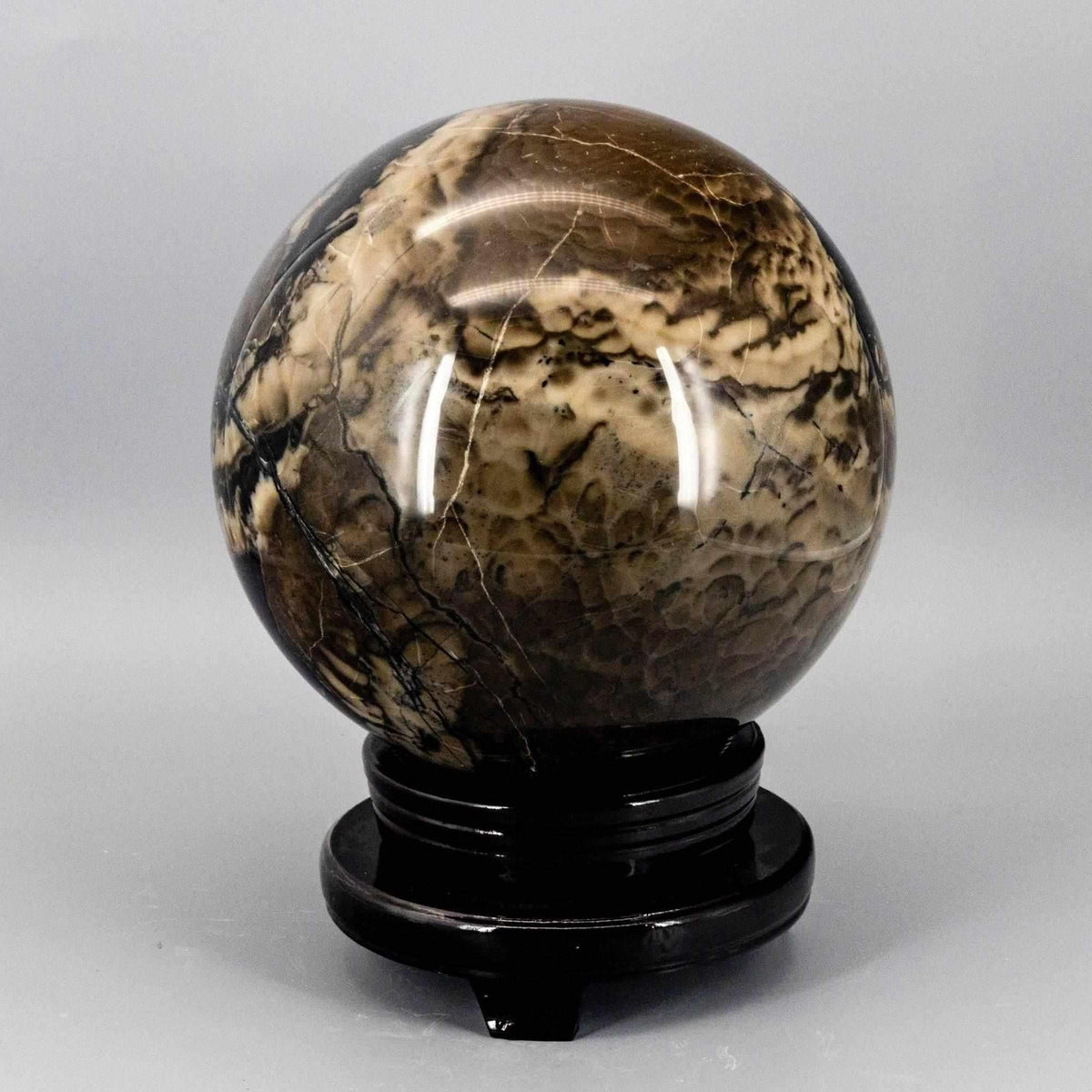 Volcano Agate UV Reactive Crystal Sphere Statement Piece