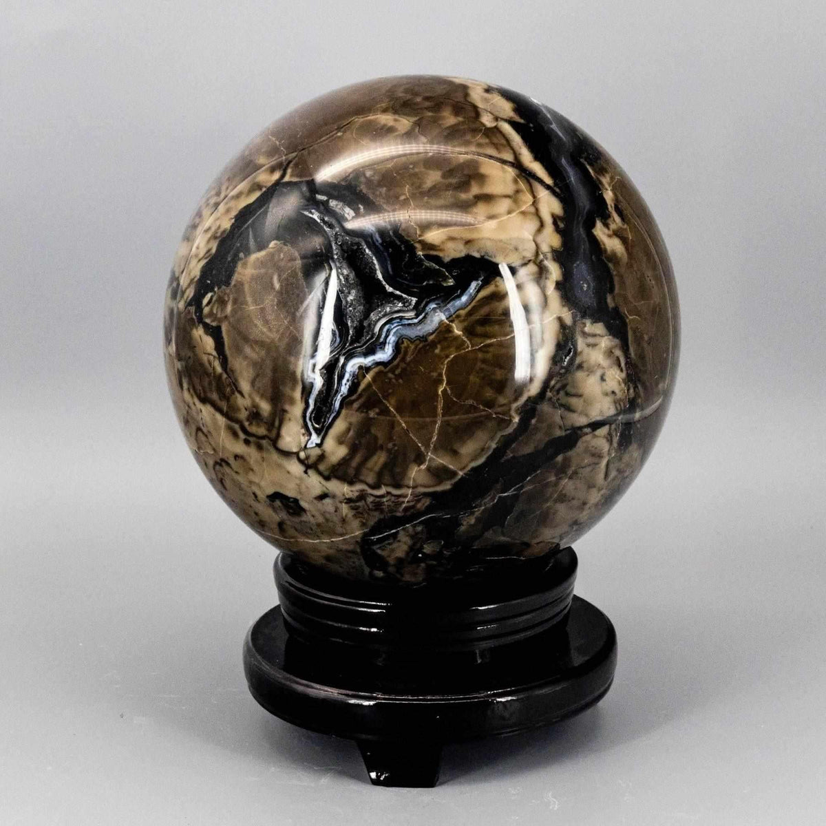 Volcano Agate UV Reactive Crystal Sphere Statement Piece