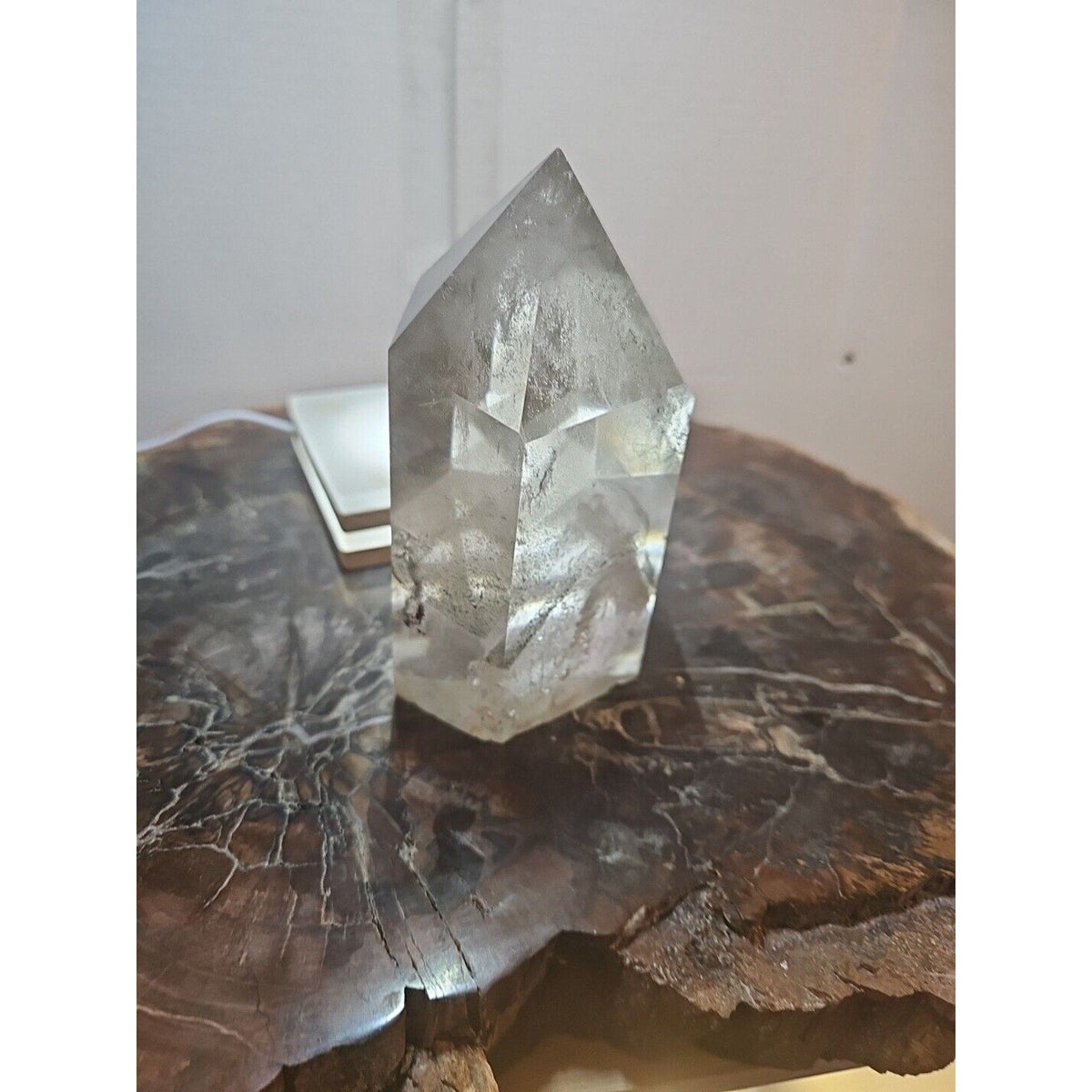 Green Ghost Phantom Quartz Crystal Obelisk — 2.7 lbs, Madagascar