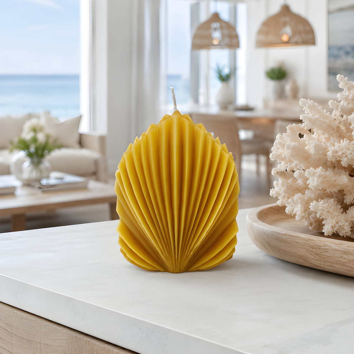 Architectural Seashell Design Beeswax Candle